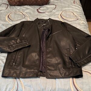 Black Rivet Men's Sleek Black Faux Leather Jacket